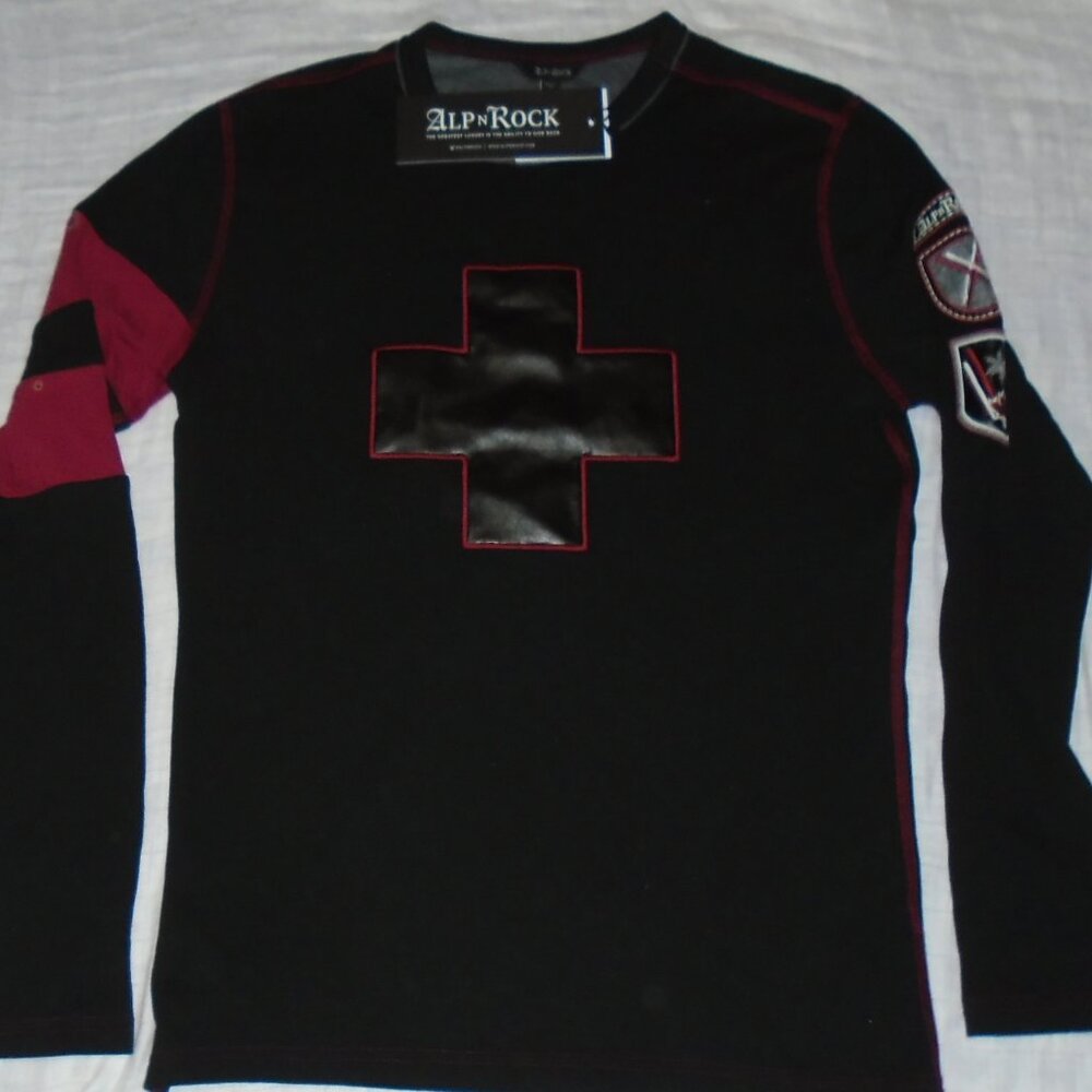 ALP N ROCK Helvetica Men: Blue Mountain Crew Shirt Size Medium Adult NEW